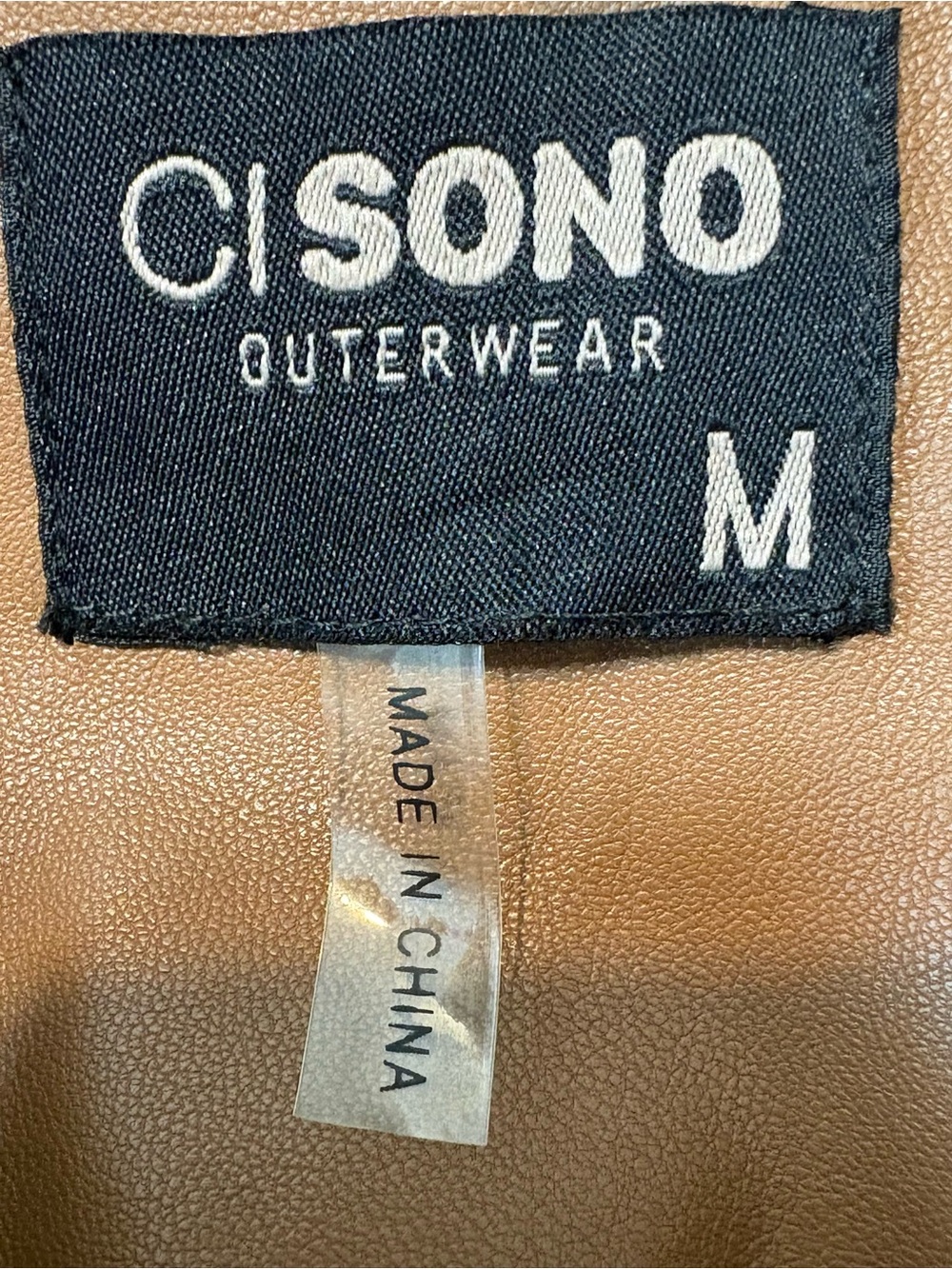 Ci Sono Cropped Chestnut Faux Leather Jacket - Picture 5 of 6